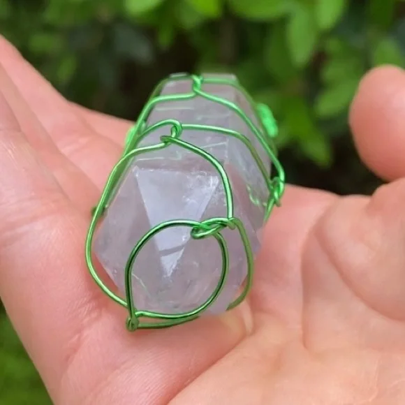 Wire Wrapped Clear Quartz Tower Pendant - Picture 6 of 8
